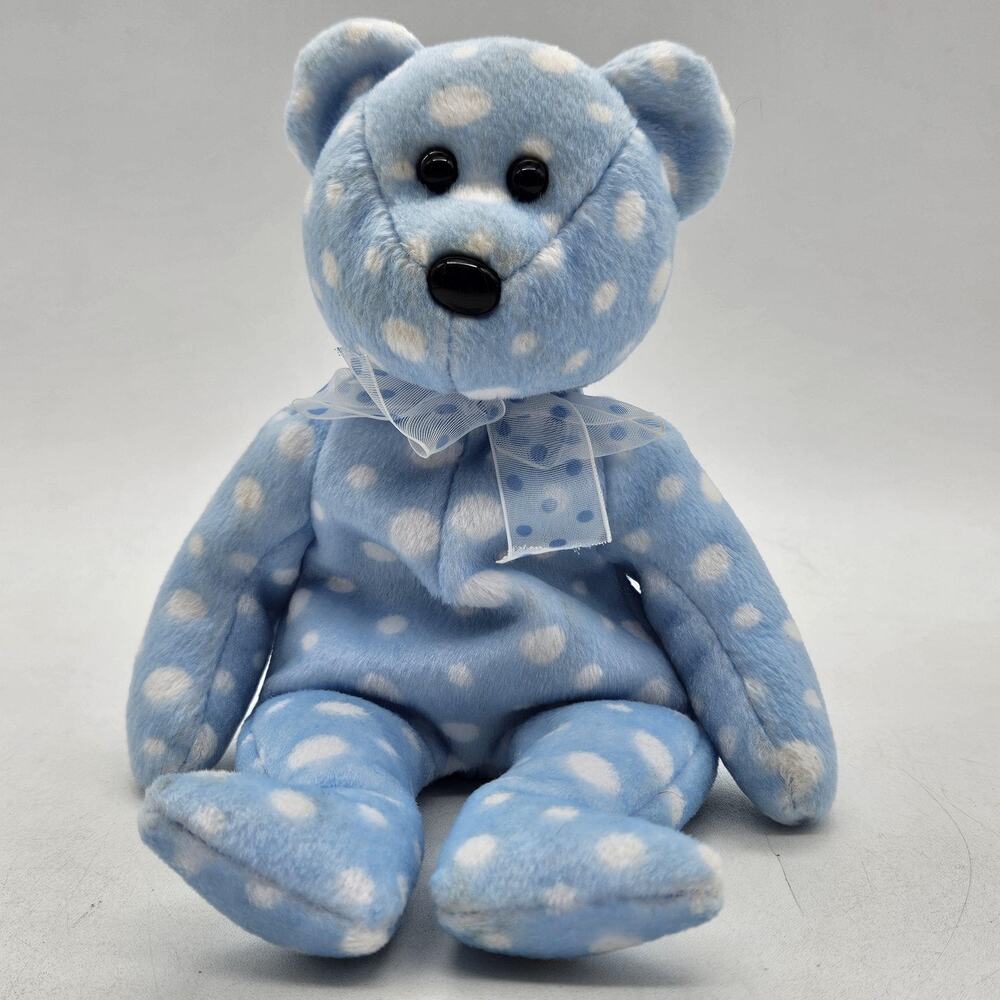 Ty Bubbly Beanie Babies Plush Small Blue White Polka Dots With Tag 2003